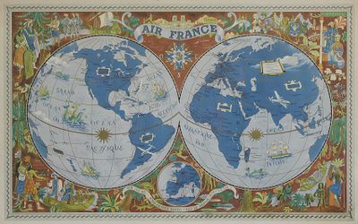 an old map of the world with the names of the countries on it