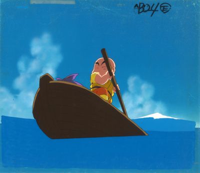 une image représentant un dessin humoristique d'un homme dans un bateau avec un poisson