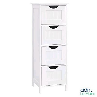 une commode blanche avec quatre tiroirs de chaque côté