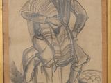 dessin représentant un homme portant un panier sur le dos