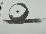 a drawing of a black and white object on a piece of paper