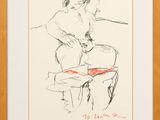 l'image d'un dessin représentant une femme assise sur une chaise