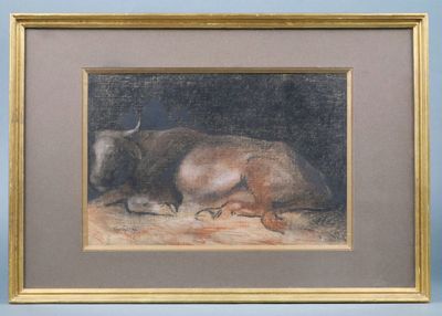 Roger GODCHAUX (1878-1958) Bœuf allongé