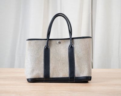 HERMES Paris Sac Garden Party en toile H enduite chinée et c… - Photo 1