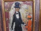 a painting of a man and a little boy in a tuxedo