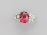 a pink tourmaline and diamond ring