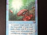 a close up of a card with a picture of a bug on it