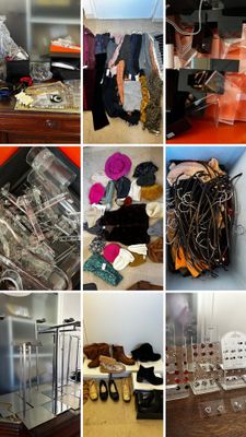 many pictures of a variety of items that are in a room