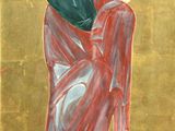 an image of a painting of jesus holding a book in his hands
