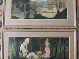 tableau représentant deux portraits d'une femme et d'un homme dans les bois