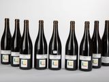 six bouteilles de vin alignées sur une table