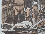 a picture of a drawing of a man and a woman in a boat