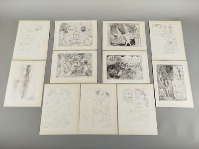 plusieurs dessins représentant des personnes et des animaux sur le mur d'une pièce