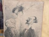 a drawing of a man and a woman with a man ' s hand next to them