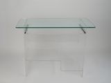 a clear glass table on a white background