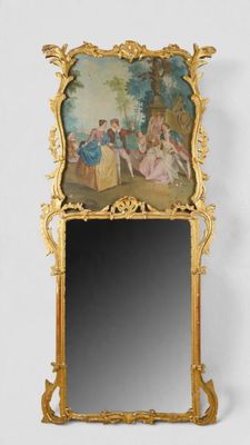 l'image d'un miroir avec une peinture au dos de celui-ci