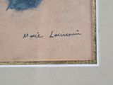 an image of a painting of a blue bird on a beige background