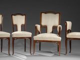 lot de quatre chaises avec dossier et accoudoirs rembourrés