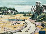 a painting of a man riding a horse on a dirt road