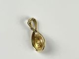 a yellow gold pendant with a tear shaped pendant hanging from it ' s side