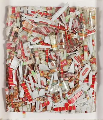 a white box filled with lots of different types of candy