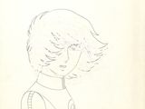 drawing of a woman with short hair and a collared shirt