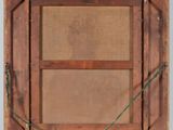 an old wooden picture frame with a rope hanging from it ' s sides