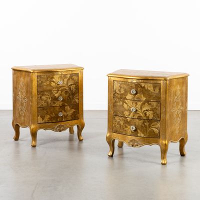 Paire de commodes ou de commodes de style Louis XV en bois de gilp, fin du XIXe siècle