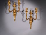 paire d'appliques murales anciennes en laiton