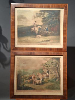 deux tableaux représentant un homme à cheval et une femme à cheval