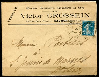 an old envelope with a stamp on it with a picture of a man