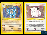 two pokemon cards with a picture of a cat and a pig