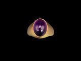 Gros plan sur une bague contenant une pierre violette