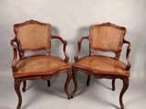 paire de chaises anciennes à dossier en rotin