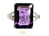 bague en améthorate et diamants en or blanc 18k