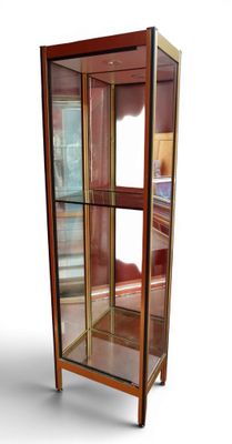 une vitrine avec une porte vitrée au milieu
