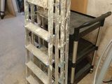 a ladder that is leaning against a wall in a room