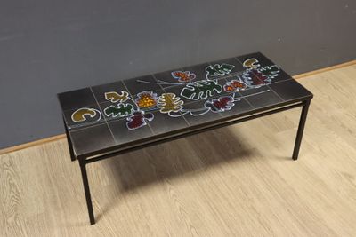 an image of a coffee table with a colorful design on it