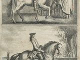 two pictures of a man on a horse and a woman on a horse