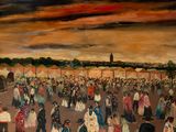 a painting of a large crowd of people in a field
