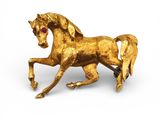 broche en forme de cheval plaquée or, avec des yeux en rubis et une crinière