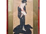 an image of a painting of a woman with a dog in her lap