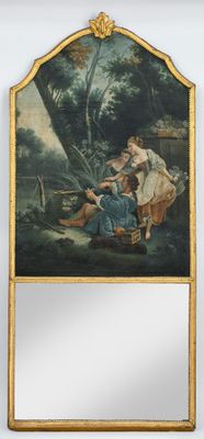 une image représentant un miroir sur lequel est peinte une paire dans un bateau