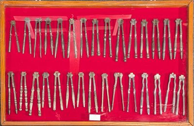many different types of hair clips in a display case