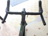 a close up view of a bicycle handlebars on a bike