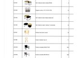 a table with a number of different types of chairs on it