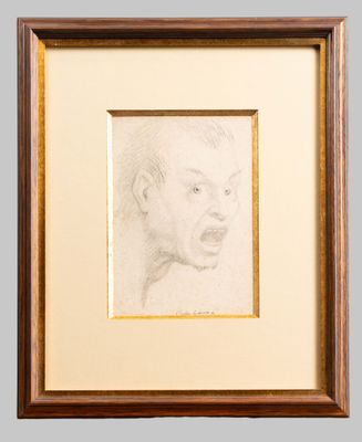 a pencil drawing of a woman ' s face in a wooden frame