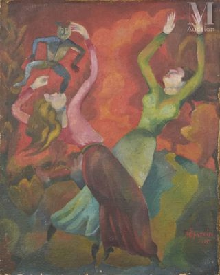 une image représentant un tableau où l'on voit deux femmes danser sur une scène
