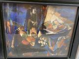 a picture of a painting of a still life with fruit and vegetables