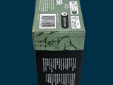 a green box with black writing on it on a blue background